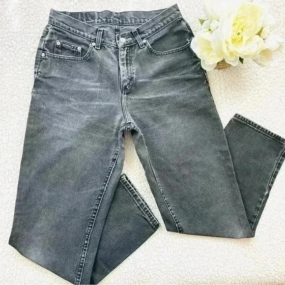 Vintage Lee Denim Riders Faded Black Super High Waist 100% Cotton Taper Mom Jean - Picture 2 of 15